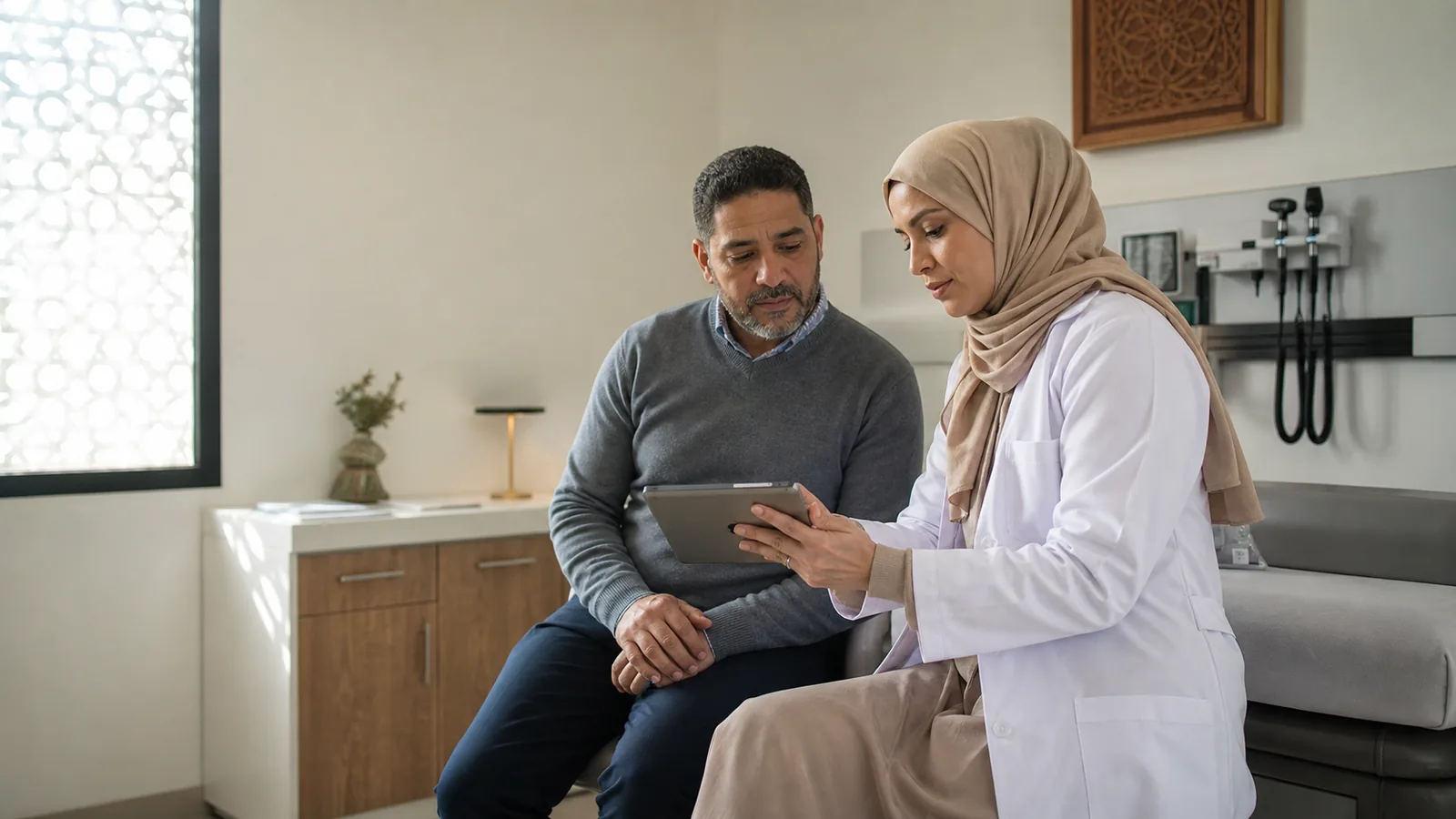 Doctor reviewing care information with a patient in Casablanca