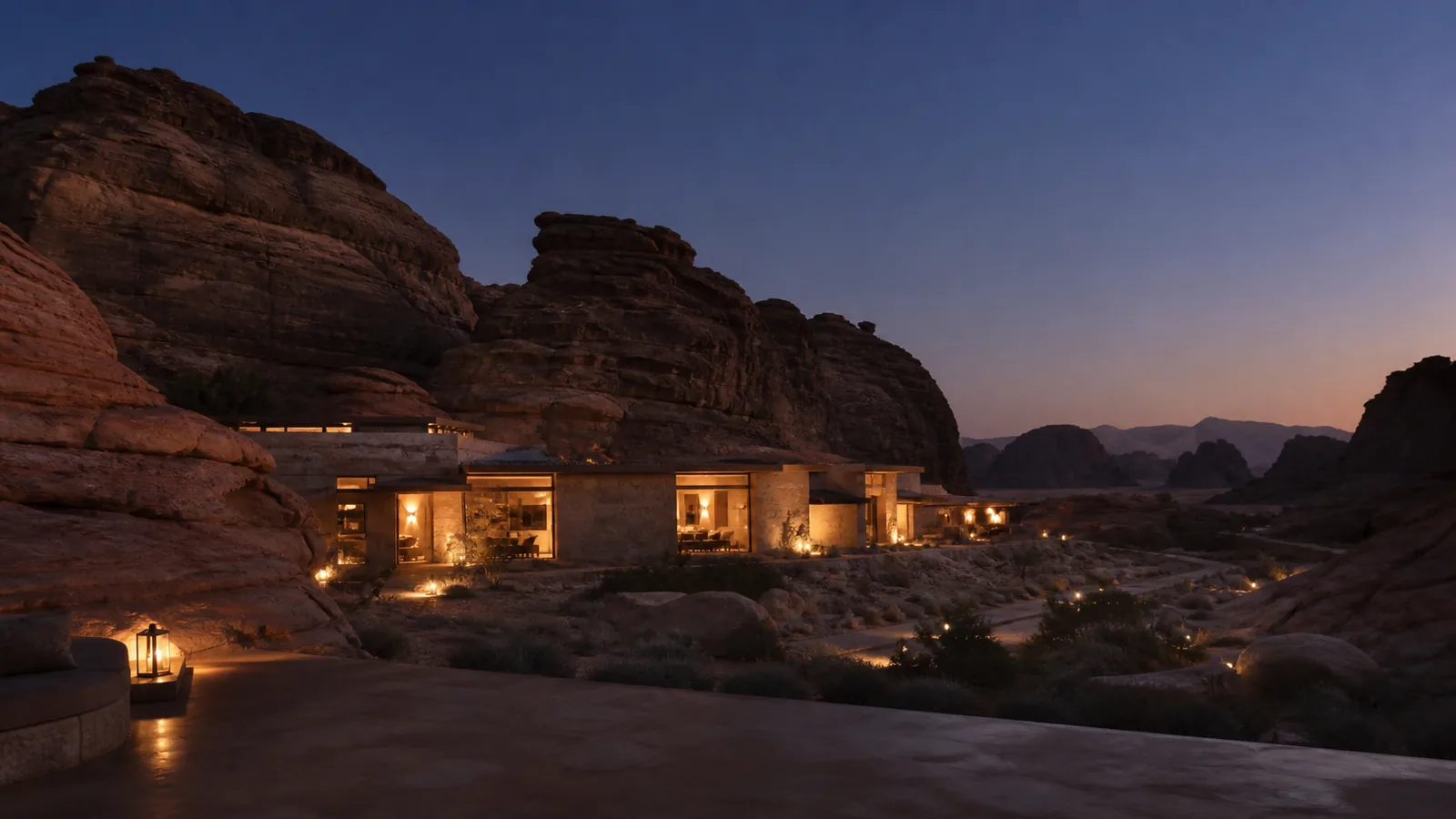 Dune Reserve luxury desert resort integrated into AlUla sandstone