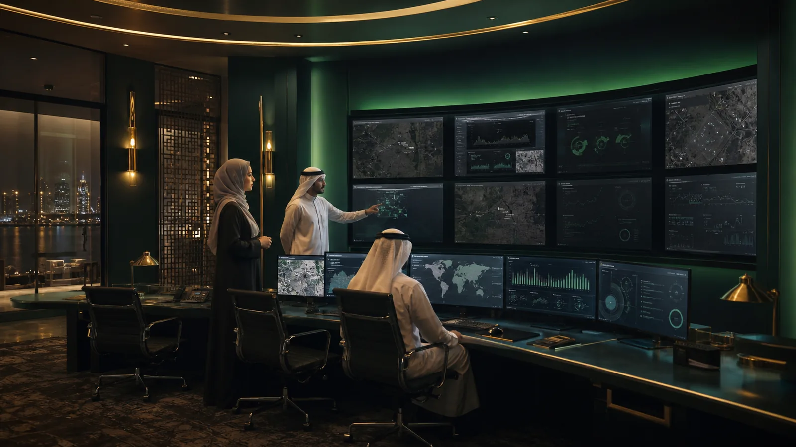 Doha enterprise team working inside a secure intelligence operations room